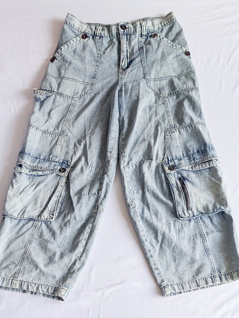 OH Jeans Baggy Cargo Multi Pocket Vintage 90s Lightwash Women's Size M